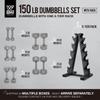 WF Athletic Supply 5-25 Lb Cast Iron Dumbbells Set with A Frame Storage Rack, Solid Gray/Black Hexagon Free Weights for Weight Lifting & Strength Training, Storage Rack Color Options Available view 4