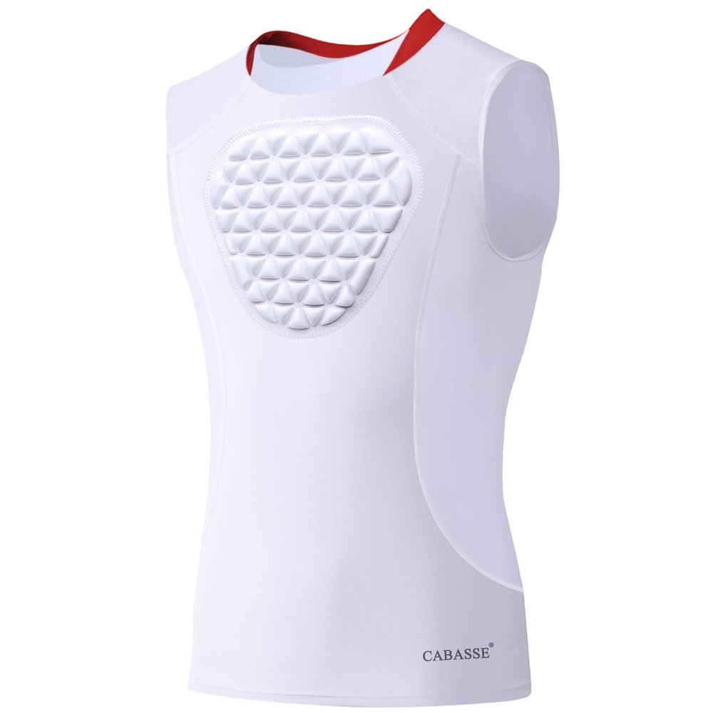 Cabasse Youth Chest Protector, Heart-Guard/Sternum Protection Shirt for Baseball, Football, T Ball, Lacrosse & Goalies (Medium, White Red)