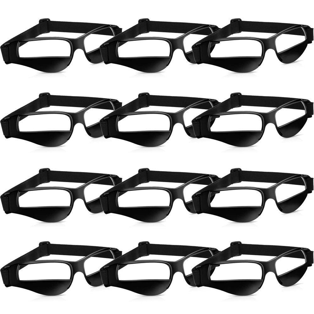 Weewooday 12 Pack Basketball Dribbling Goggles Adjustable Sport Training Glasses Aid for Team Training Aid Basketball Equipment Safety Specs for Adult Teenagers Youth, 8.5 x 2 Inch
