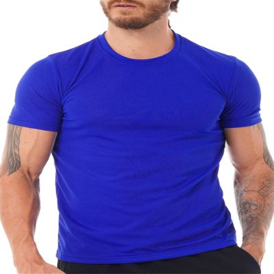 Hansber Men's Quick Dry Rash Guard Shirts Athletic Short Sleeve T-Shirts Swimming Gym Running Sport Tops Activewear Blue Large