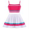 Choomomo Child Girls Cheerleading Uniform Dance Suit Sleeveless Tank Top with Skirt Set Sportswear Pink 12 Years view 2