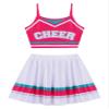 Choomomo Child Girls Cheerleading Uniform Dance Suit Sleeveless Tank Top with Skirt Set Sportswear Pink 12 Years view 3