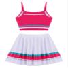 Choomomo Child Girls Cheerleading Uniform Dance Suit Sleeveless Tank Top with Skirt Set Sportswear Pink 12 Years view 4