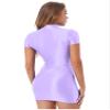 ACSUSS Women Sexy Oil Glossy Micro Mini Dress Bodycon Short Sleeve Sexy Tight Pencil Dress Dress Light Purple Medium view 4