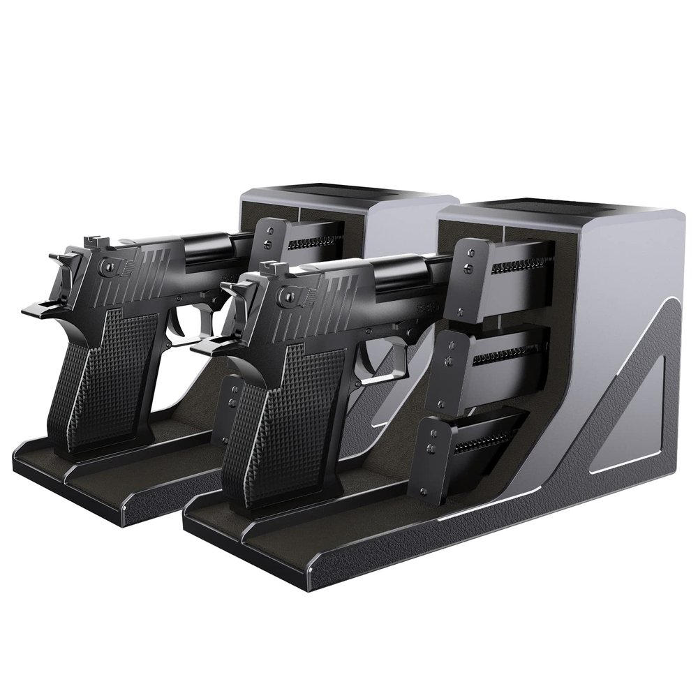 Nswern Pistol Rack Universal Protective Handgun Storage,Handgun Rack for Gun Safe Gun Cabinet Storage, Gun Magazine Holder, 2 Gun Holder 6 Mag Slots Fit Most Pistols