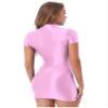 ACSUSS Women Sexy Oil Glossy Micro Mini Dress Bodycon Short Sleeve Sexy Tight Pencil Dress Dress Pink Medium view 4
