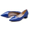 Meefit Women Patent Leather Pointed Toe Pumps Low Chunky Heel Slip On Pumps(Royal Blue,US8) view 2
