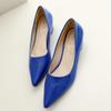 Meefit Women Patent Leather Pointed Toe Pumps Low Chunky Heel Slip On Pumps(Royal Blue,US8) view 3