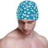 Dallonan Swimming Cap Blue Colorful Flower Polka Dot Unisex Adult Swim Cap Polyester view 2
