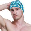 Dallonan Swimming Cap Blue Colorful Flower Polka Dot Unisex Adult Swim Cap Polyester view 3