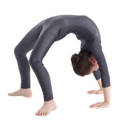 winying Girls Boys Spandex Crew Neck Full Body Unitard Gymnastics Leotard Catsuit Dark Gray C 3-4 Years