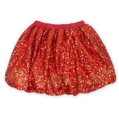 Coralup Little Girls Sparkle Sequin Party Skirt Dance Glitter Tutu Skirts(Red,1-2Y)