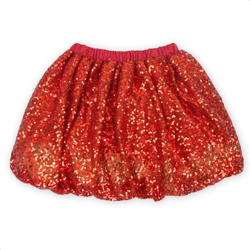 Coralup Little Girls Sparkle Sequin Party Skirt Dance Glitter Tutu Skirts(Red,1-2Y)