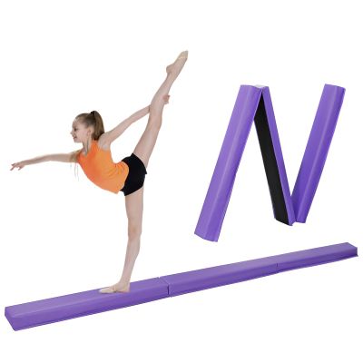 Saicool 6FT 9FT Gymnastics Bar, Folding Balance Beam with Anti Slip Bottom, Gymnastics Equipment for kids, Adults Home Gym Club School (Purple, 9FT)