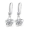 1 Pair Women Rhinestone Flower Shape Earrings, Symmetric Drop Earrings for Gift Earrings for Dating view 1