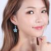 1 Pair Women Rhinestone Flower Shape Earrings, Symmetric Drop Earrings for Gift Earrings for Dating view 4