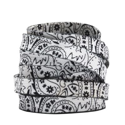 AcrossSea 47" Flat Paisley White Shoelaces 2 Pairs Fashion Sneakers Bandana Shoelaces for Athletic sport/Running Sneakers