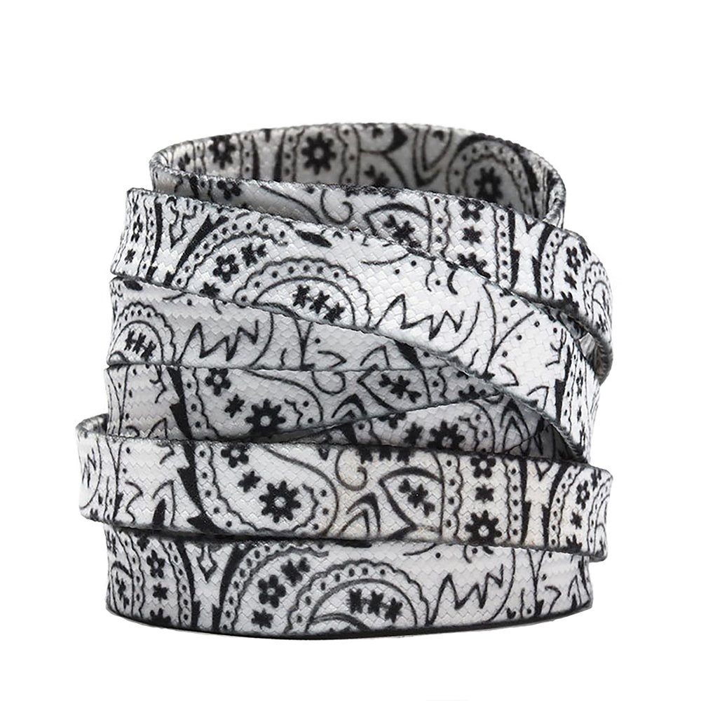 AcrossSea 47" Flat Paisley White Shoelaces 2 Pairs Fashion Sneakers Bandana Shoelaces for Athletic sport/Running Sneakers