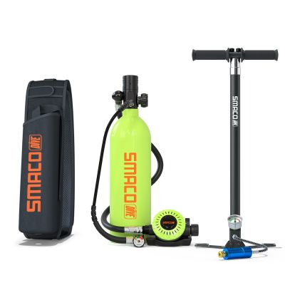SMACO Scuba Tank with 1L Capacity Mini Scuba Tank Devices Diving Oxygen Tanks Scuba Cylinder Support Underwater Breathing for Underwater Sightseeing/Underwater Work/Backup Cylinder