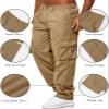 Rela Bota Men's Cargo Pants Relaxed Fit Sport Pants Jogger Sweatpants Drawstring Outdoor Trousers with Pockets Khaki Pants M view 3