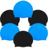 Syhood 6 Pieces Unisex Adult Silicone Swim Cap Waterproof Swimming Hat Non Slip Pool Hat Elastic Silicone Cap for Long and Short Hair(Black, Sky Blue) view 1