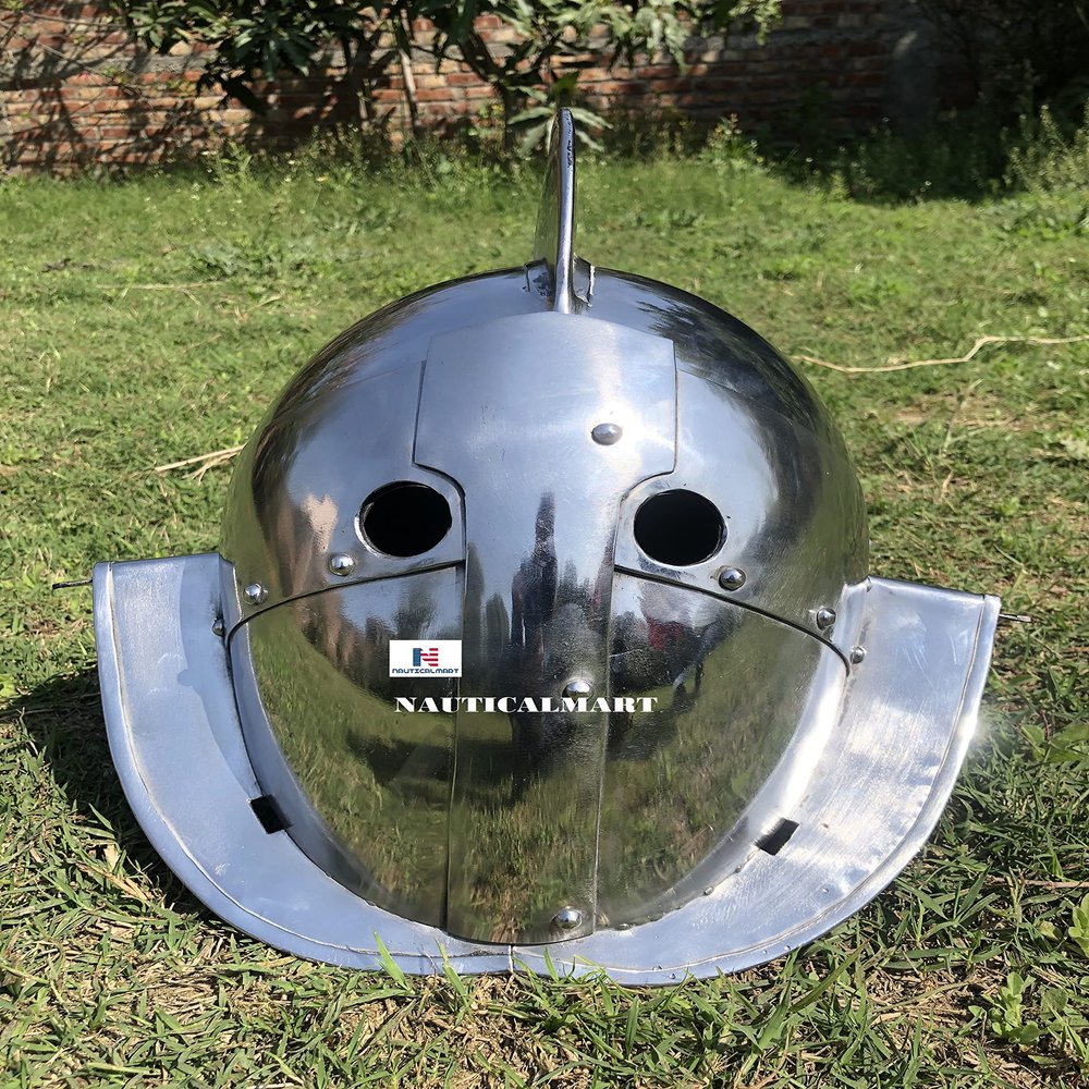 Nautical-Mart Secutor Silver LARP Gladiator ARMOR Helmet