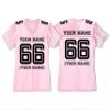 NACRE APPAREL Custom Replica Football Jerseys for Women Front-Back and Shoulder Add Your Team Name Number Jersey (Light Pink White), 3X-Large view 3