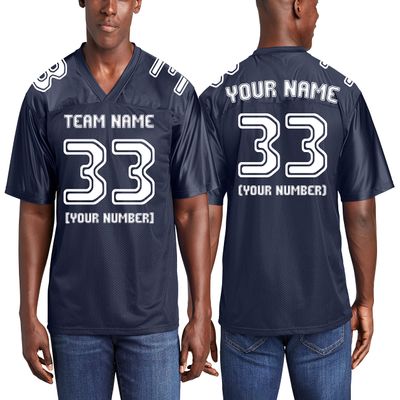 NACRE APPAREL Custom Replica Football Jerseys for Men Front-Back and Shoulder Add Your Team Name Number Jersey (True Navy), 4X-Large