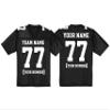 Custom Replica Football Jerseys for Men Front-Back and Shoulder Add Your Team Name Number Jersey (Black) view 3