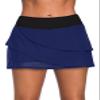 Aleumdr Women's Three Layered Swim Skirted Bikini Swim Bottom Swimdress Navy Blue Black 2XL 18 20 view 1