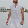 Men's Top and Shorts Set 2022 Summer Cool Hippie Shirts V Neck Sleeveless Suit Breathable Outfit Beach 2 Piece Set view 2