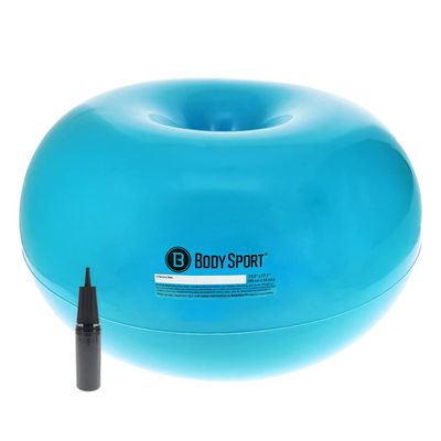 Body Sport Donut Ball, Teal, 33.5 in. x 17.7 in.  Durable, Inflatable Exercise Ball for Balance & Stability Training, Yoga, & Pilates Workouts  Use in Home, Office, Gym, or Classroom Seating