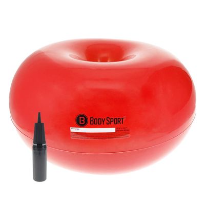 Body Sport Donut Ball, Red, 29.5 in. x 15.7 in.  Durable, Inflatable Exercise Ball for Balance & Stability Training, Yoga, & Pilates Workouts  Use in Home, Office, Gym, or Classroom Seating
