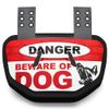 Battle Sports Novelty Football Back Plate  Hard Shell Lower Back Protector with Contoured Foam for High-Impact Protection - Adult, Beware of Dog, Red view 1
