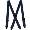 Buyless Fashion Heavy Duty Suspenders for Men - 48" Adjustable Straps 1 1/2" - X Back with Black Plastic Clips - 5147-Navy view 1