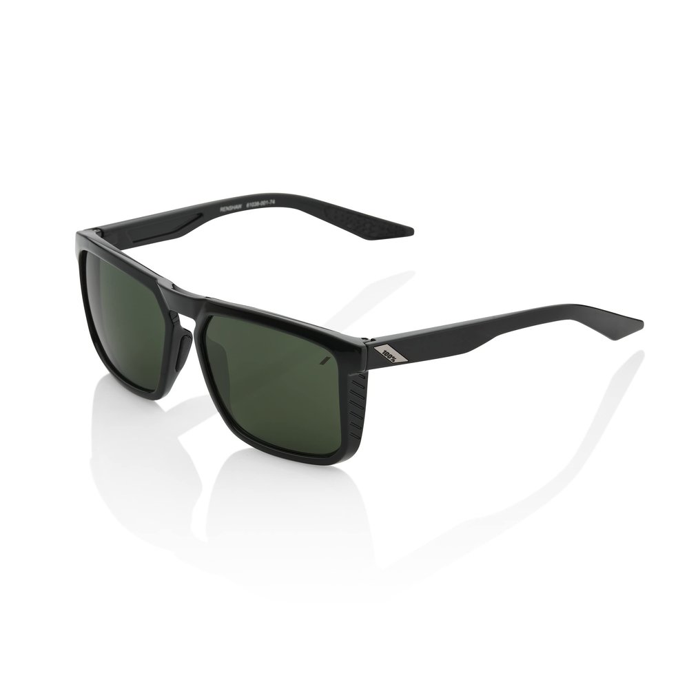 100% Renshaw Square Glacier Style Sunglasses - Durable, Lightweight Active Performance Eyewear w/Rubber Temple Grip & Side Glare Shield