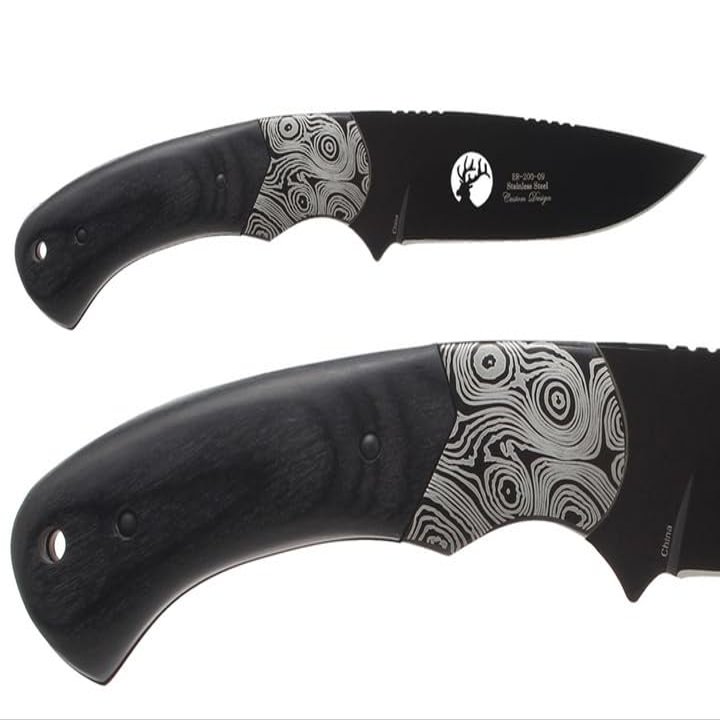 Elk Ridge 8.3" Pakkawood Handle Fixed Stainless Steel Blade Hunting Knife ER-200-09BK Laser Engraved by NDZ Performance in Silver - Bible Psalm 23:4