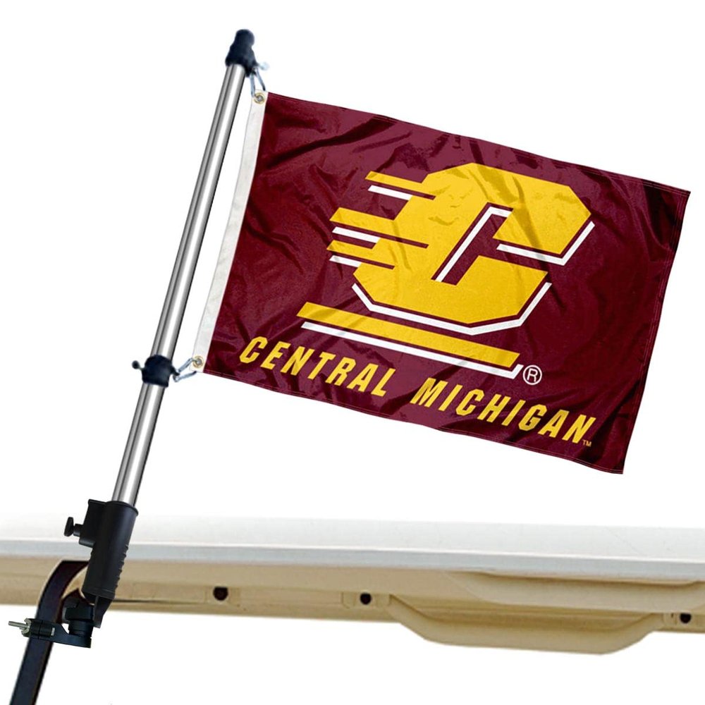Central Michigan Chippewas Golf Cart Flag Pole and Holder Mounting Bracket