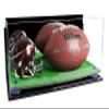 Better Display Cases Acrylic Display Case for Full Size Football and Mini Helmet - Large Rectangle Box with Mirror Case, Navy Blue Risers, Wall Mount and Turf Base 19.25" x 8.25" x 8" (B47/A103) view 1