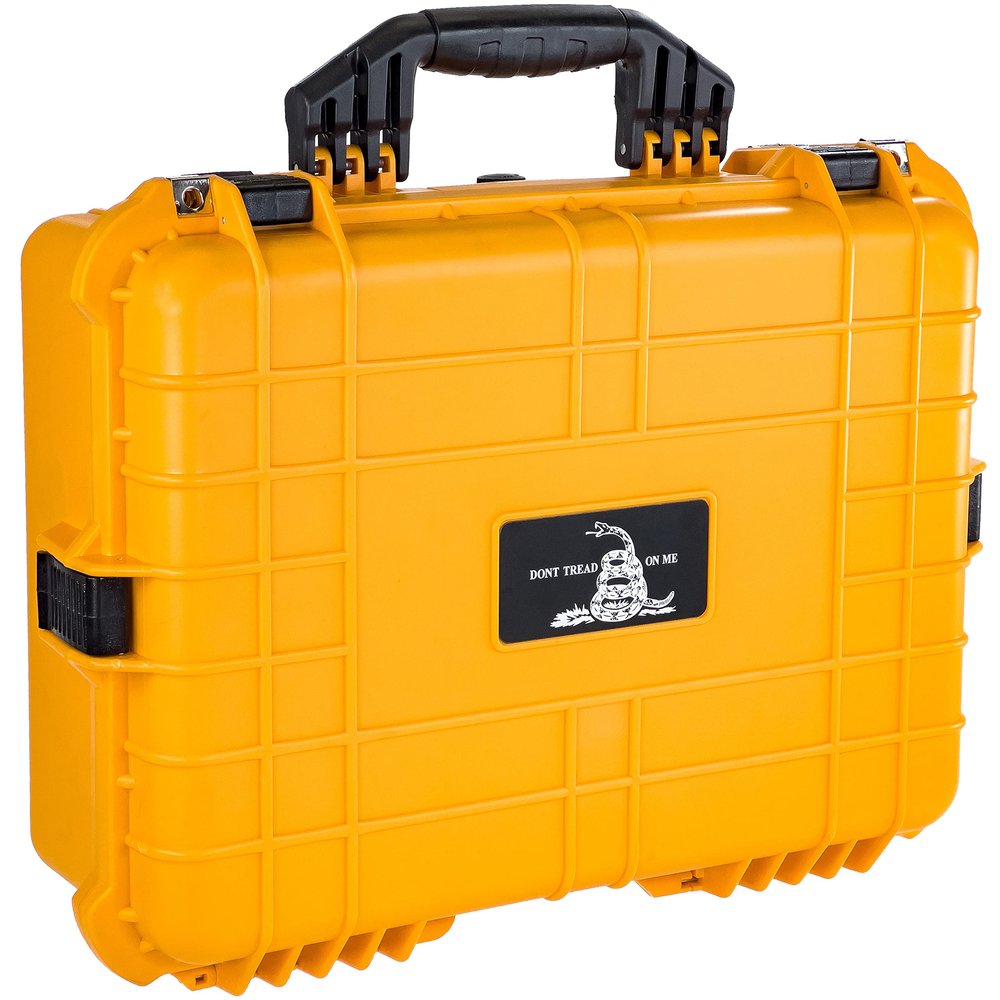 Eylar Don't Tread On Me Hard Pistol Case 19.78 x 15.77 x 7.41 inches (Yellow, X-Large 5-7 Gun)