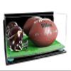 Better Display Cases Acrylic Display Case for Full Size Football and Mini Helmet - Large Rectangle Box with Mirror Case, Blue Risers, Wall Mount and Turf Base 19.25" x 8.25" x 8" (B47/A103) view 1