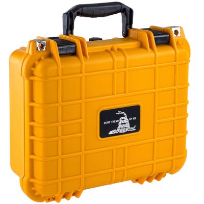 Eylar Don't Tread On Me Hard Pistol Case 13.37 Inch 11.62 Inch 6 Inch (Yellow, Standard 2-4 Gun)