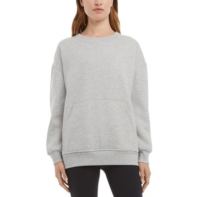 Danskin Ladies' Oversized Crewneck with Pocket, Light Heater Grey, Small