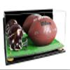 Better Display Cases Acrylic Display Case for Full Size Football and Mini Helmet - Large Rectangle Box with Mirror Case, Yellow Risers, Wall Mount and Turf Base 19.25" x 8.25" x 8" (B47/A103) view 1