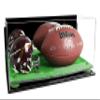 Better Display Cases Acrylic Display Case for Full Size Football and Mini Helmet - Large Rectangle Box with Mirror Case, Green Risers, Wall Mount and Turf Base 19.25" x 8.25" x 8" (B47/A103) view 1