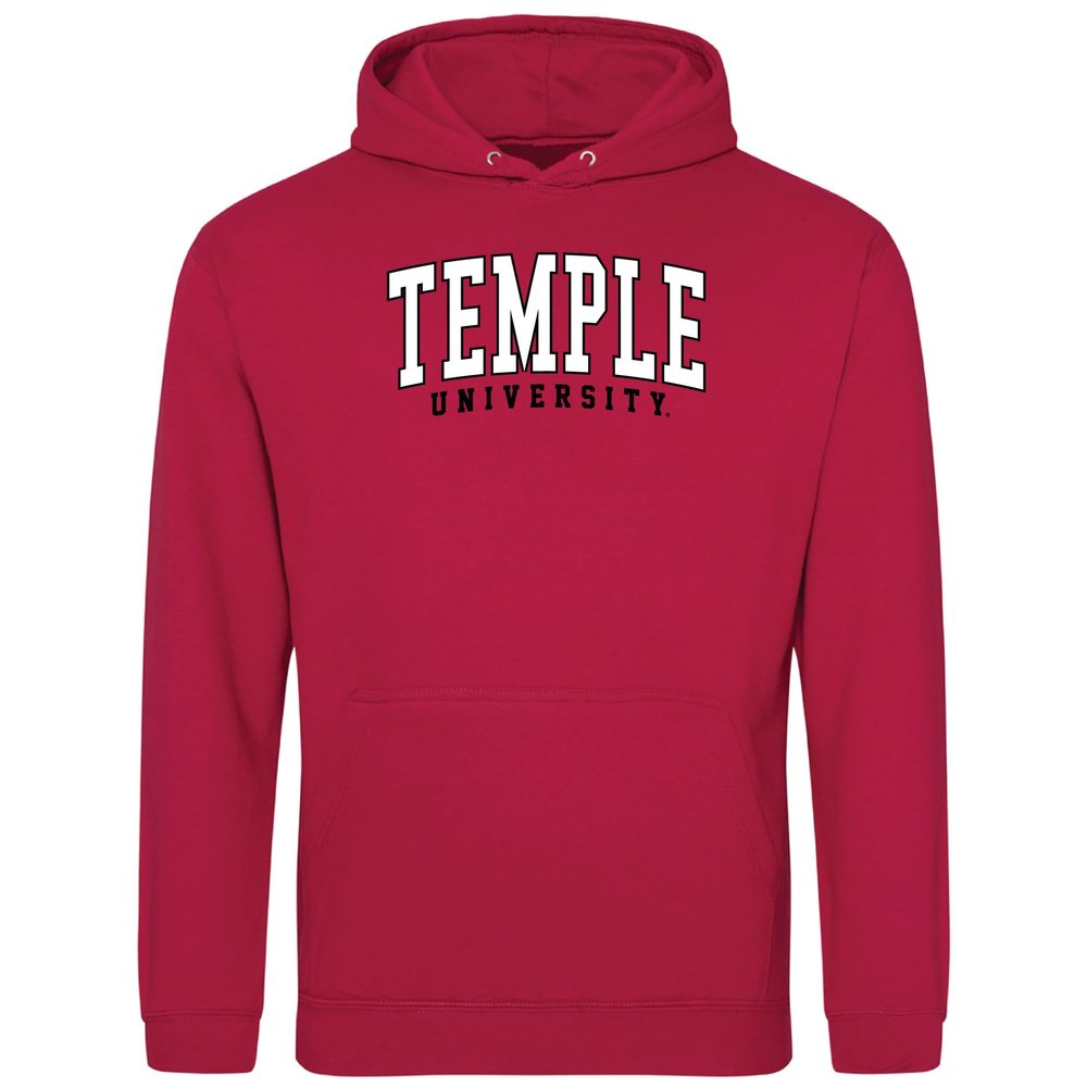 Temple University Owls Jumbo Arch Hooded Sweatshirt Cardinal