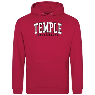 Temple University Owls Jumbo Arch Hooded Sweatshirt Cardinal