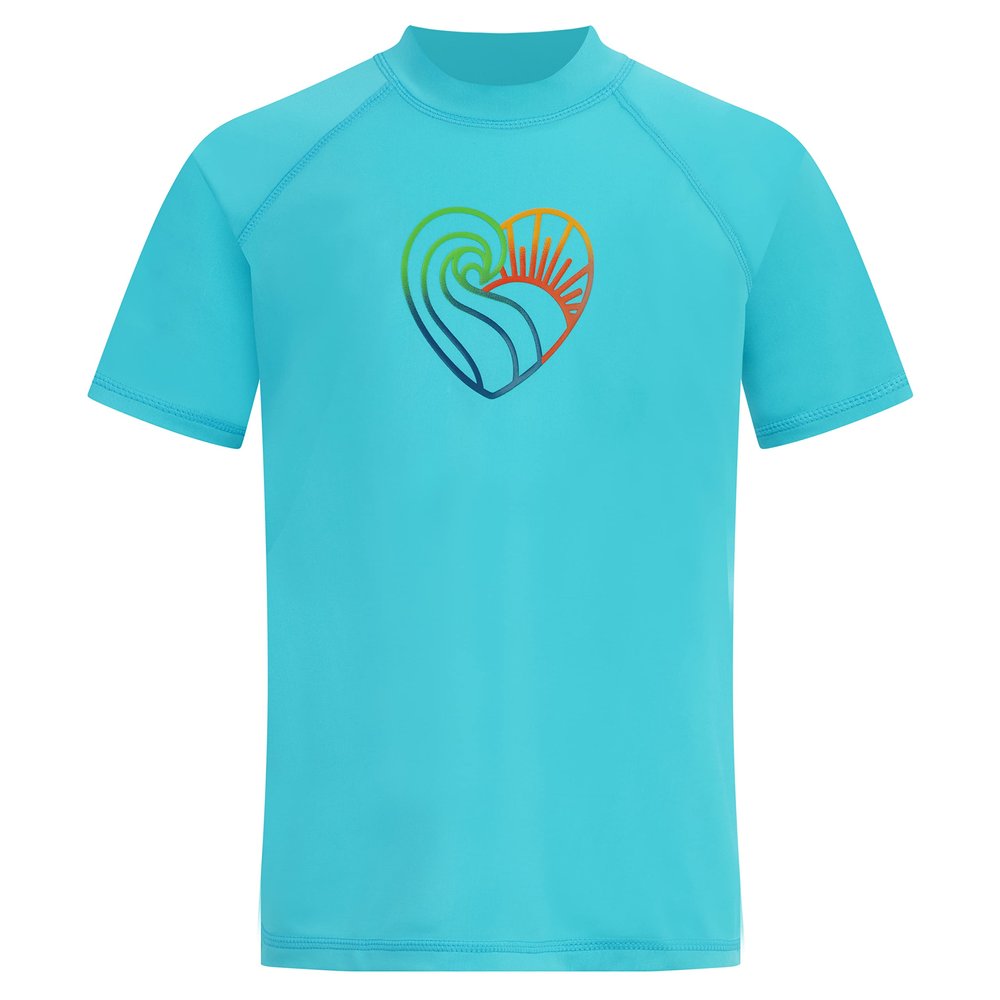 Kanu Surf Girls, Jade Rash Guard UPF 50+ Sun Protection Short Sleeve Swim Shirt, Sun-up Aqua, 8