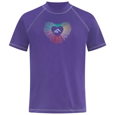 Kanu Surf Girls, Jade Rash Guard UPF 50+ Sun Protection Short Sleeve Swim Shirt, Love Purple, 10