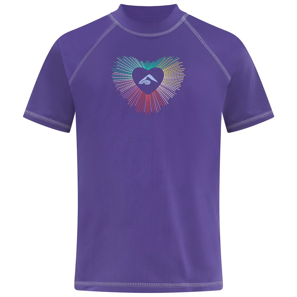 Kanu Surf Girls, Jade Rash Guard UPF 50+ Sun Protection Short Sleeve Swim Shirt, Love Purple, 10